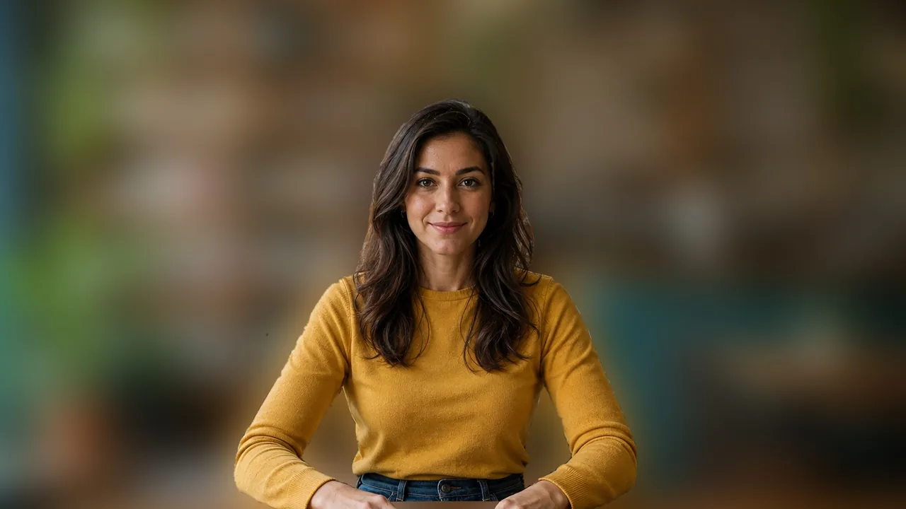 A real result: a portrait taken in a café, with the person sharp and the café behind blurred