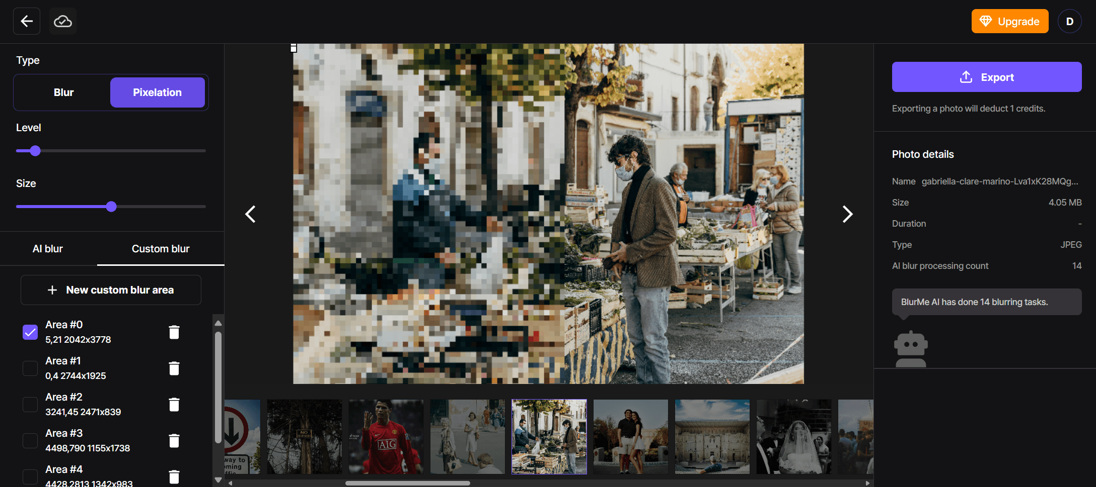 Seleccionar el área del fondo que se desea pixelar en la foto