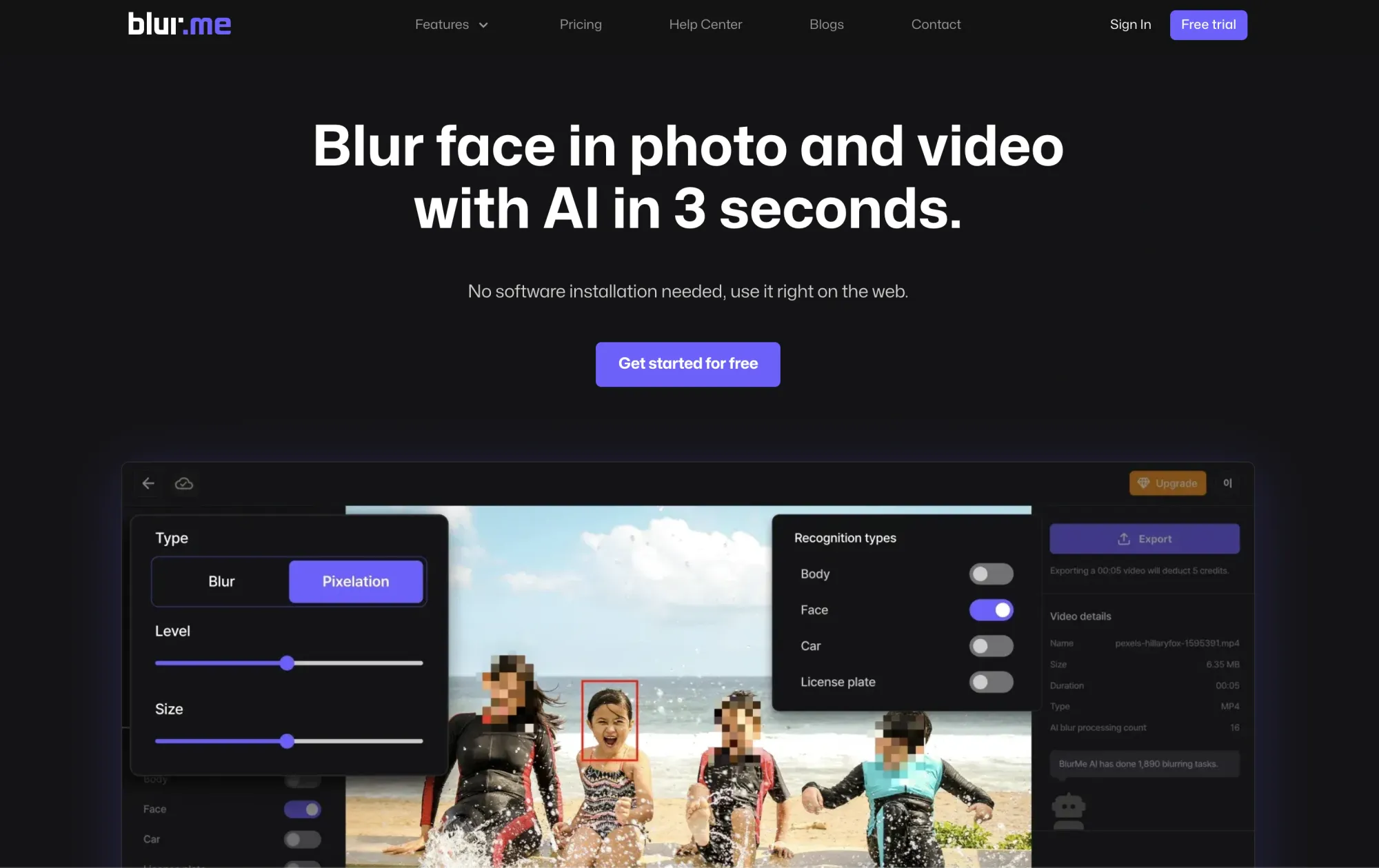 Blur faces in photo and video using BlurMe face blur technology