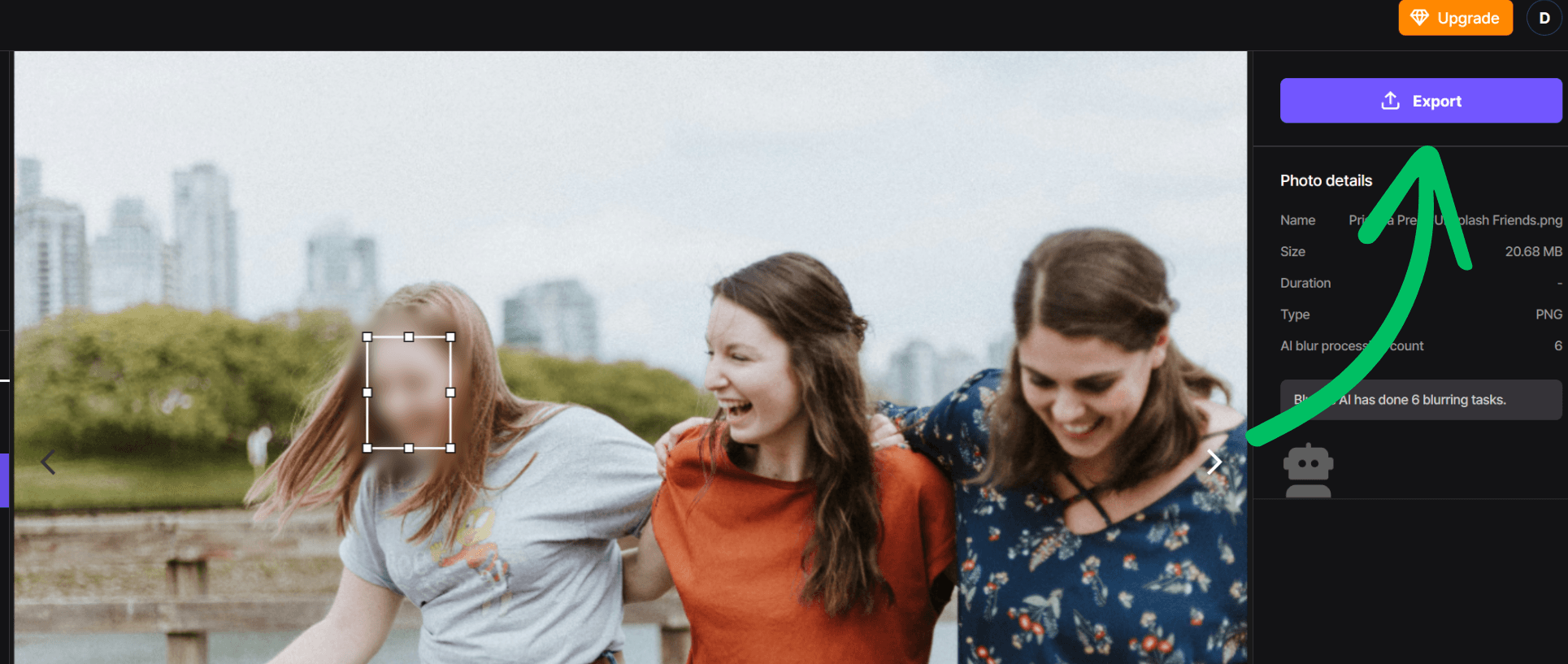 Use BlurMe export interface to download your blurred image in high quality with just one click