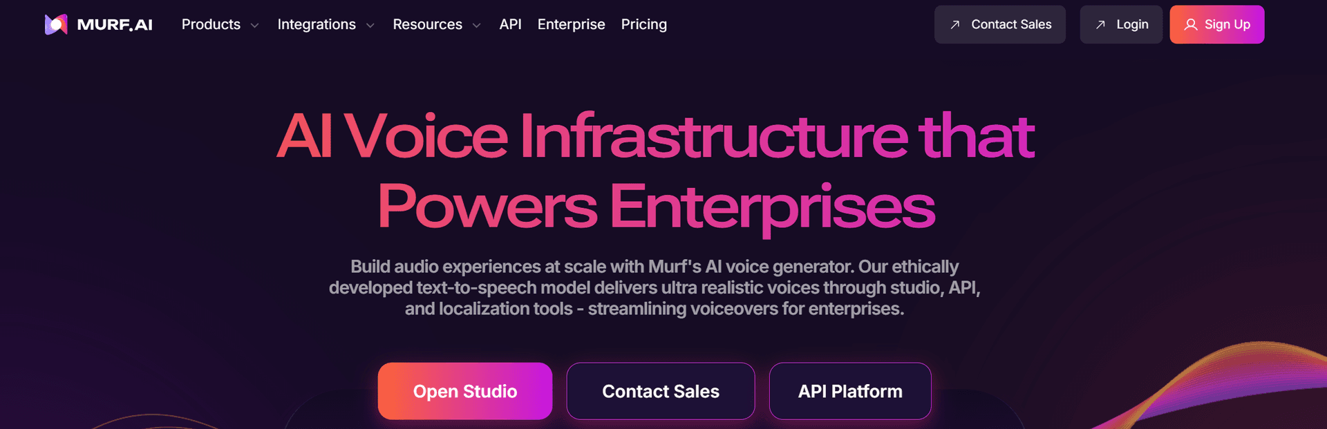 Homepage of Murf app for creating voiceovers