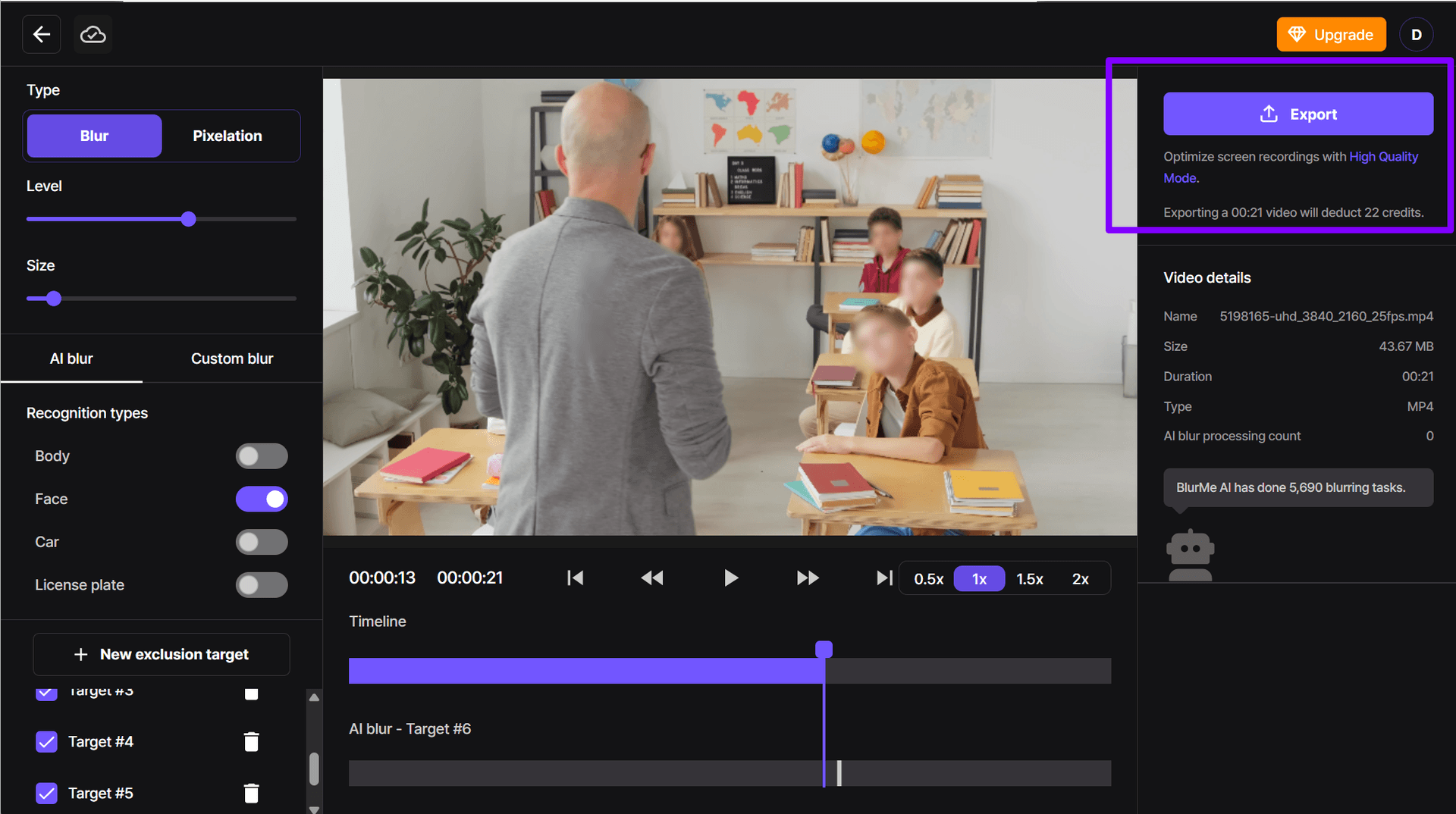 Exporting your privacy-protected video from BlurMe without a watermark