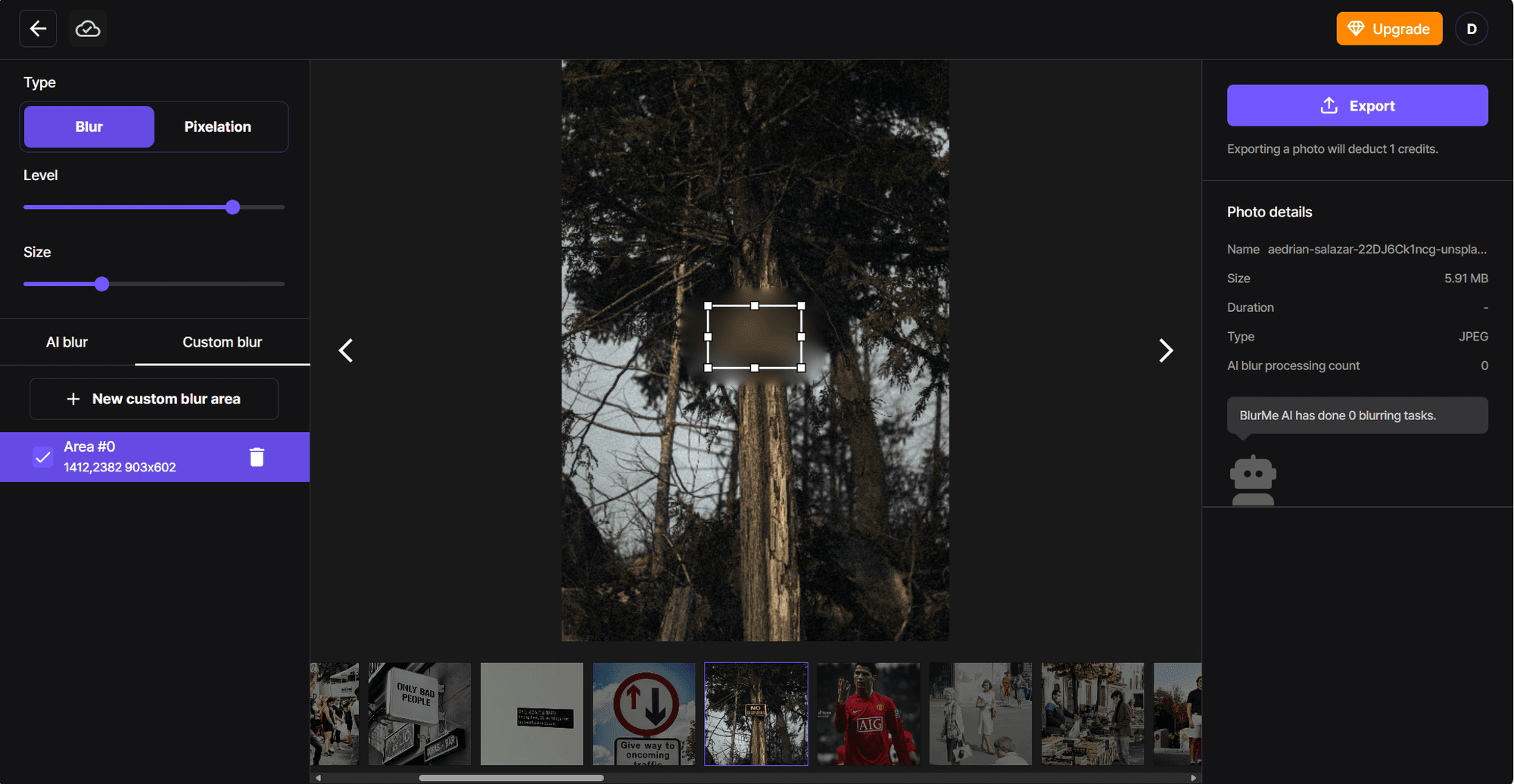 Selezione dell'oggetto nell'immagine per rimuovere l'elemento dalla foto