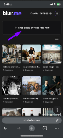 Opening BlurMe in a phone browser to blur a photo for Instagram Story.