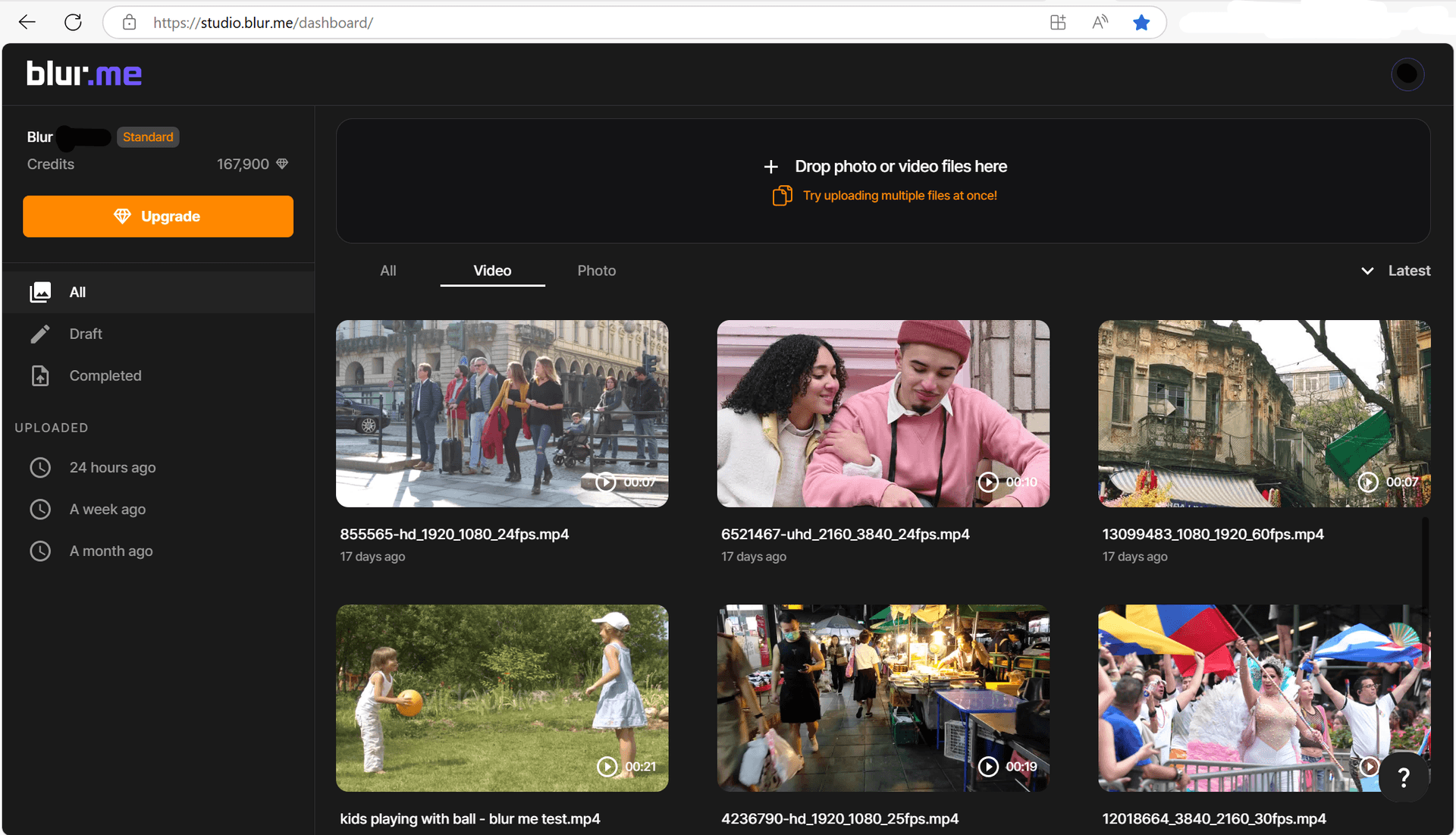 Télécharger un fichier vidéo sur le pixelateur de BlurMe pour pixéliser la vidéo en ligne gratuitement
