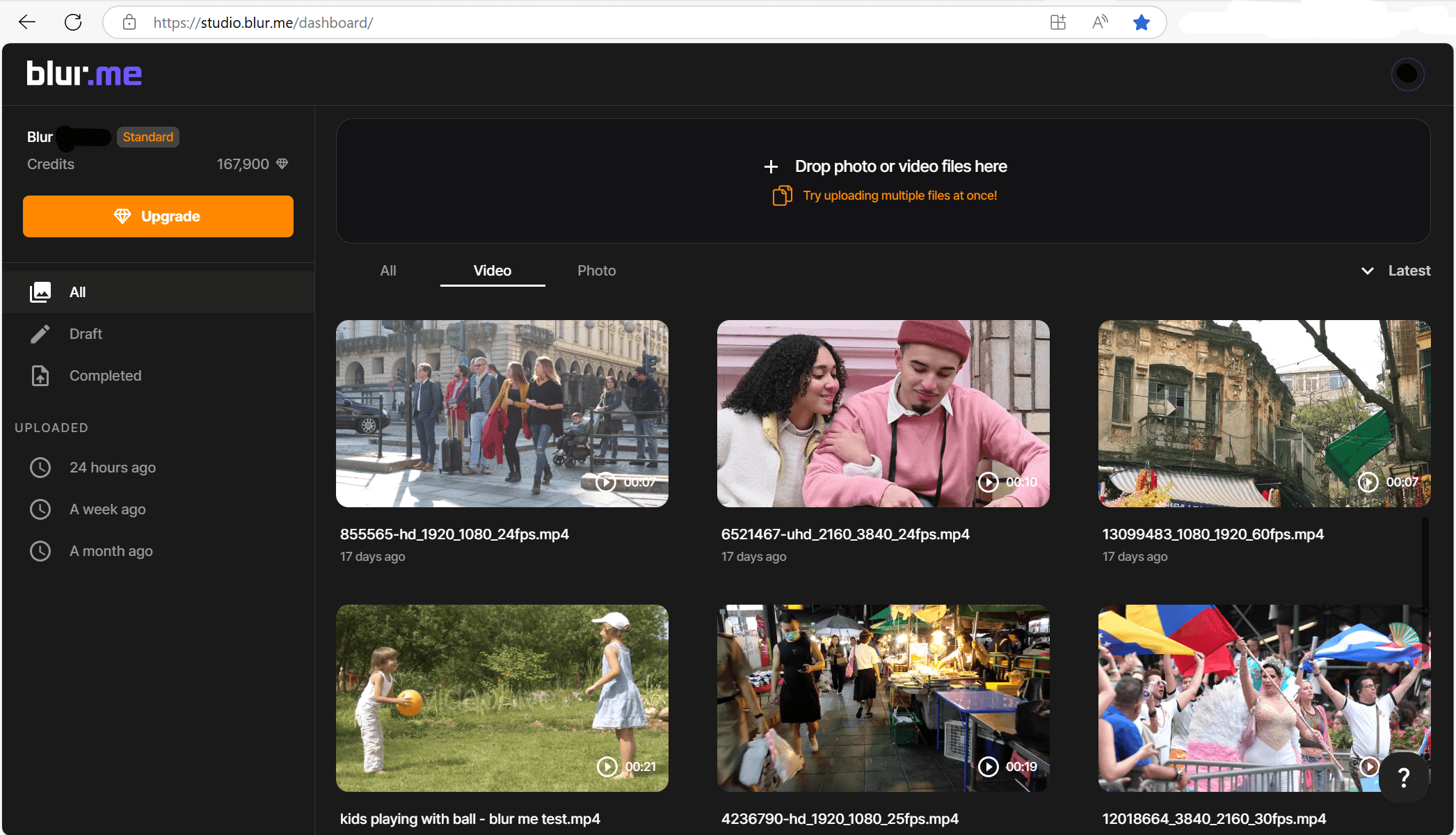 Télécharger un fichier vidéo sur le pixelateur de BlurMe pour pixéliser la vidéo en ligne gratuitement