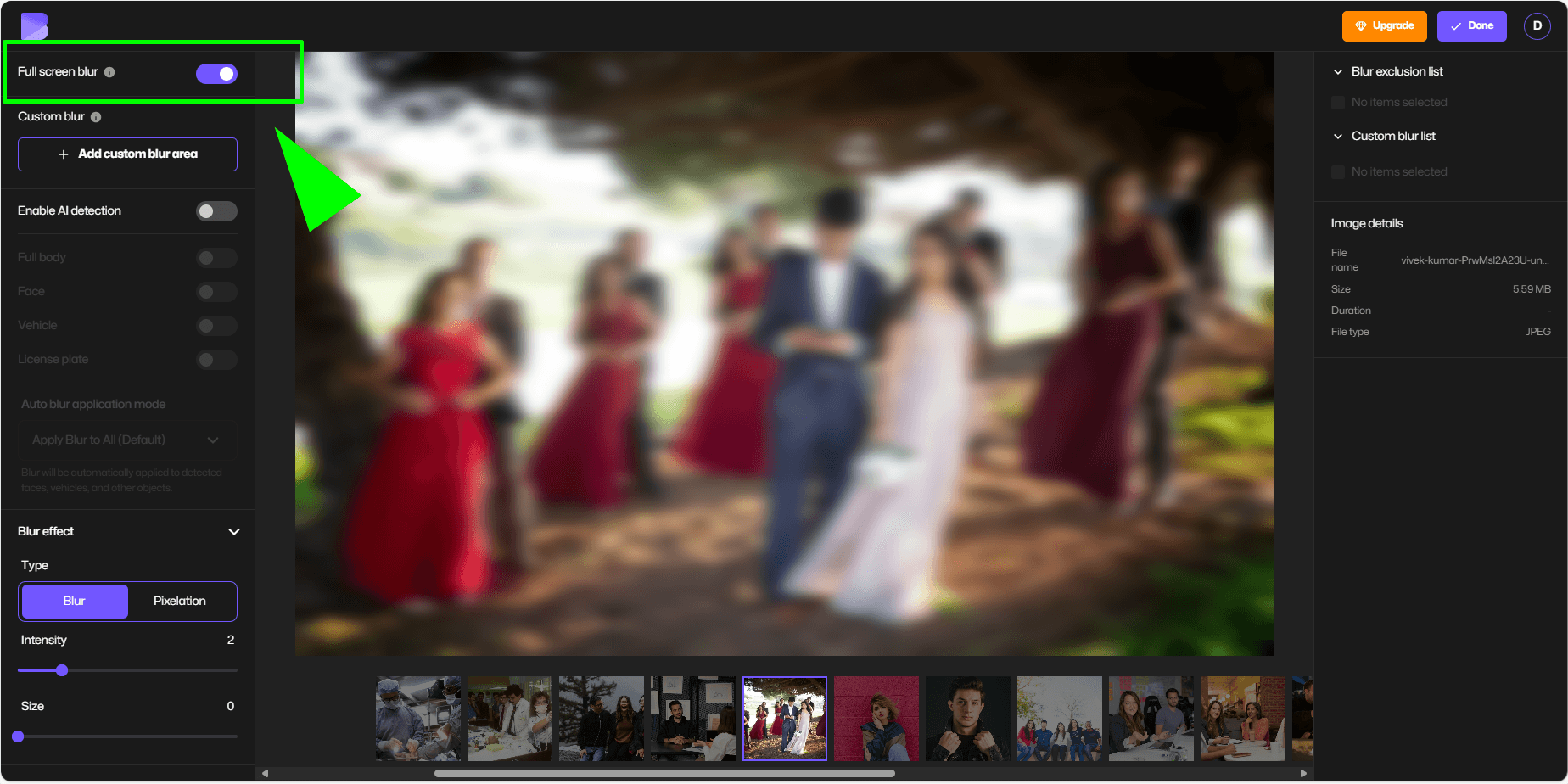 photo with fullscreen blur to begin adding bokeh effect