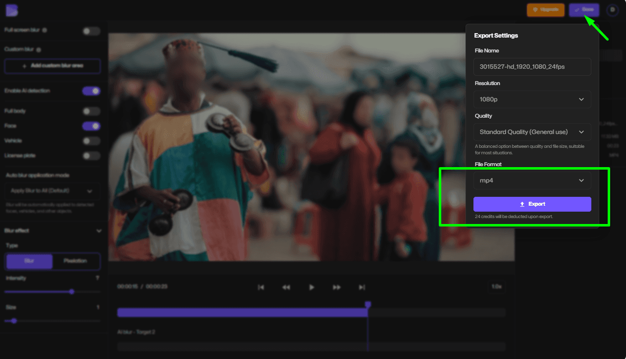 Descargando video desenfocado en línea.