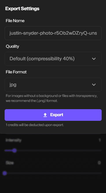 Export eines iPhone-Fotos mit unscharfem Hintergrund in BlurMe Studio.