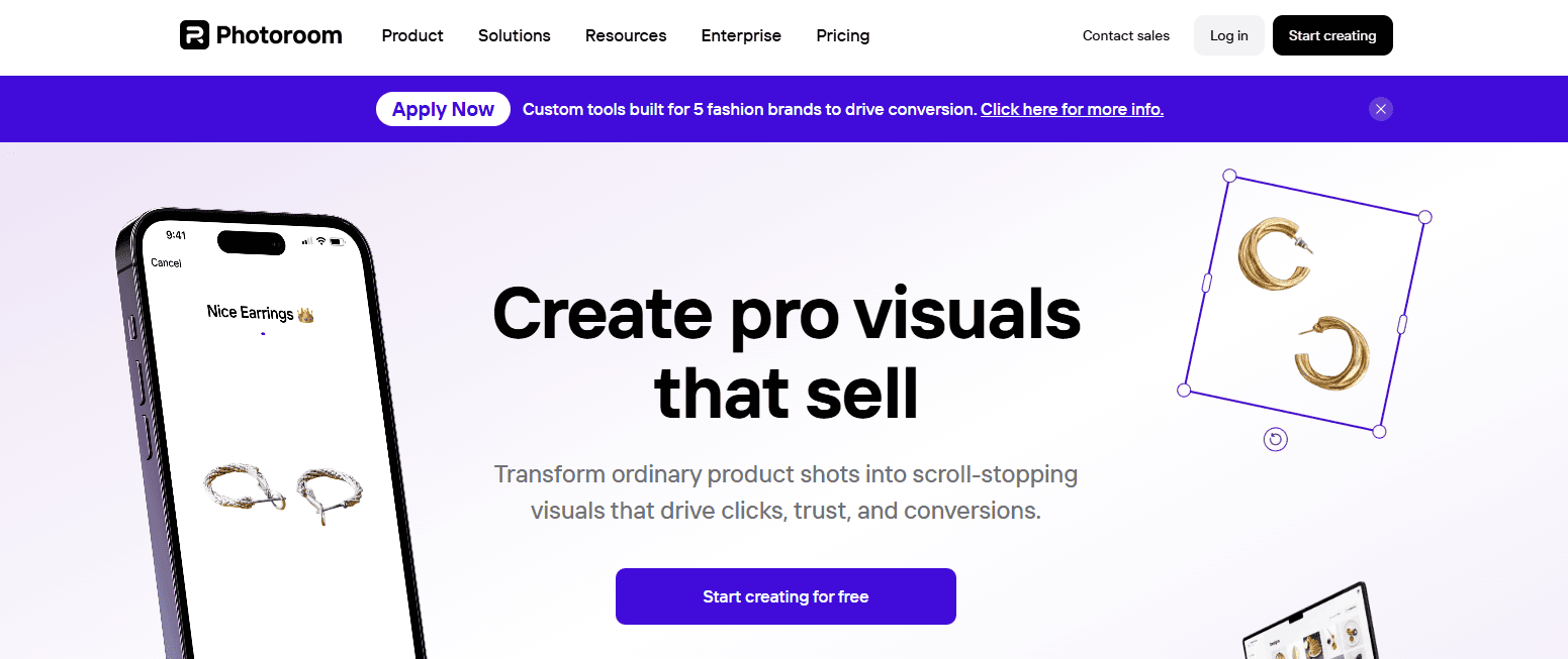 Photoroom blur background homepage.