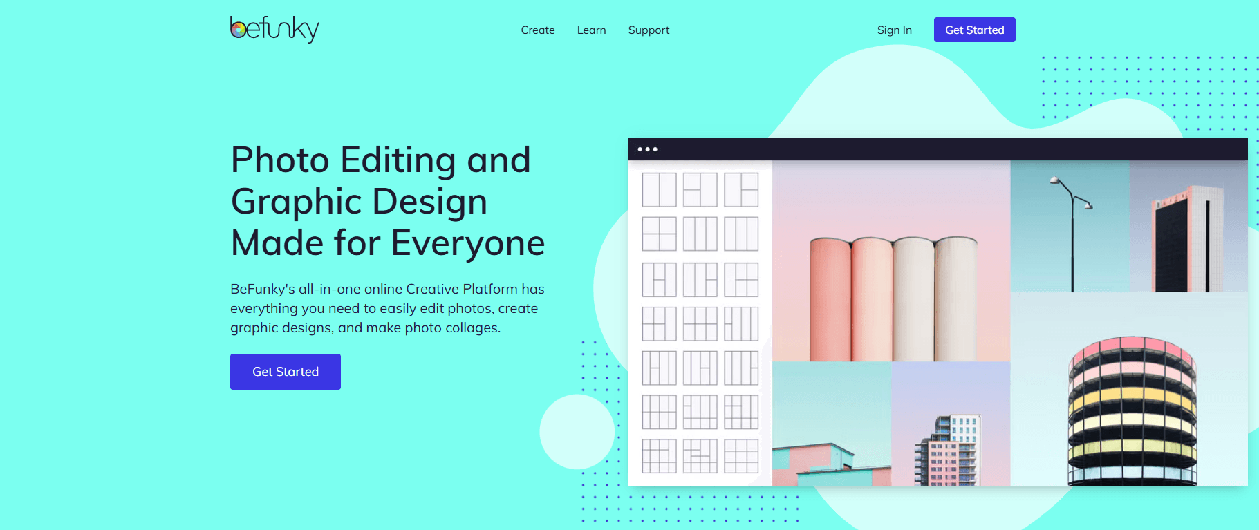 Homepage di BeFunky.