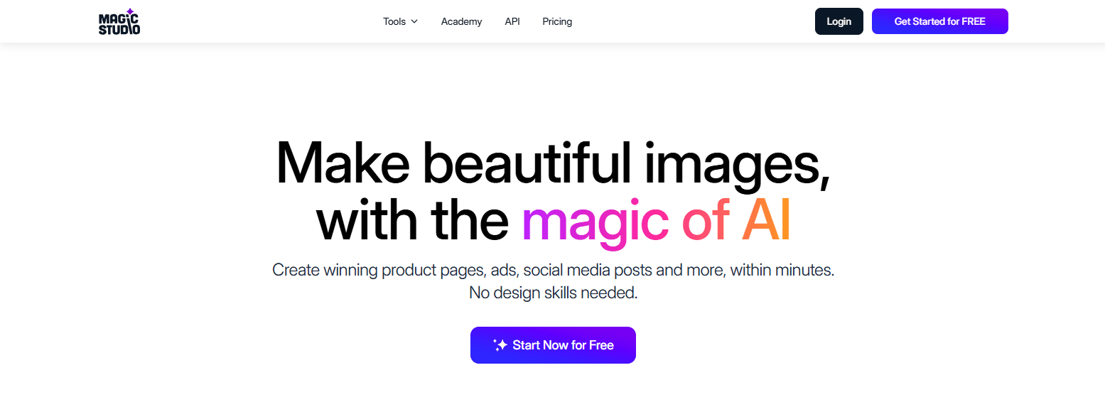 Magic Studio blur background homepage.