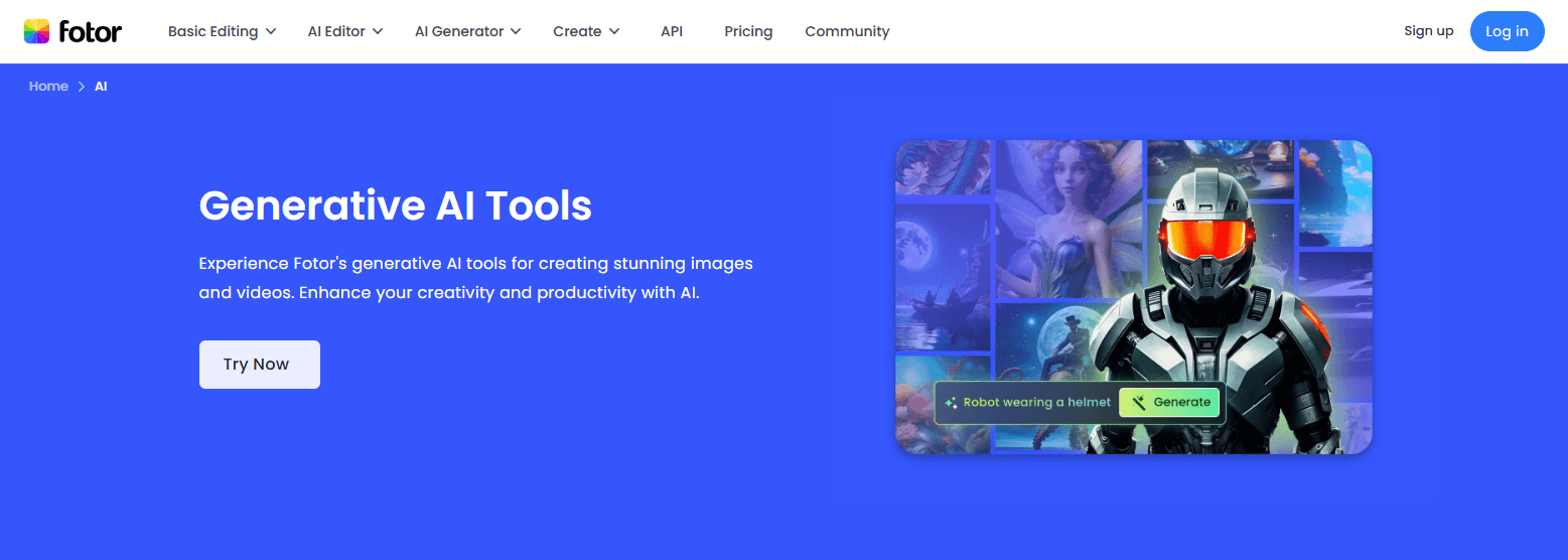 Fotor blur background homepage.