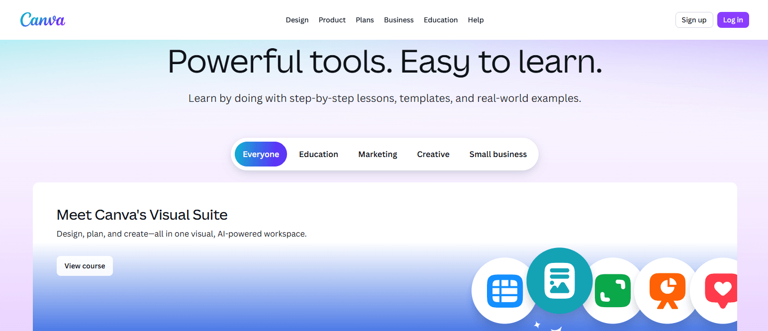 Canva blur background homepage.