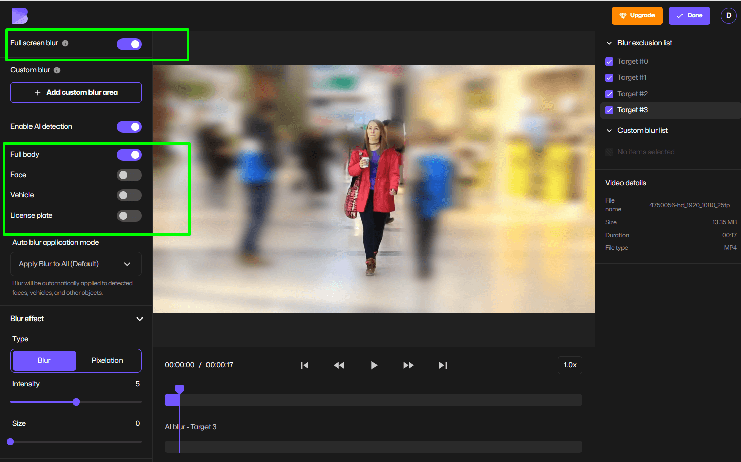 BlurMe AI編集ソフトウェア