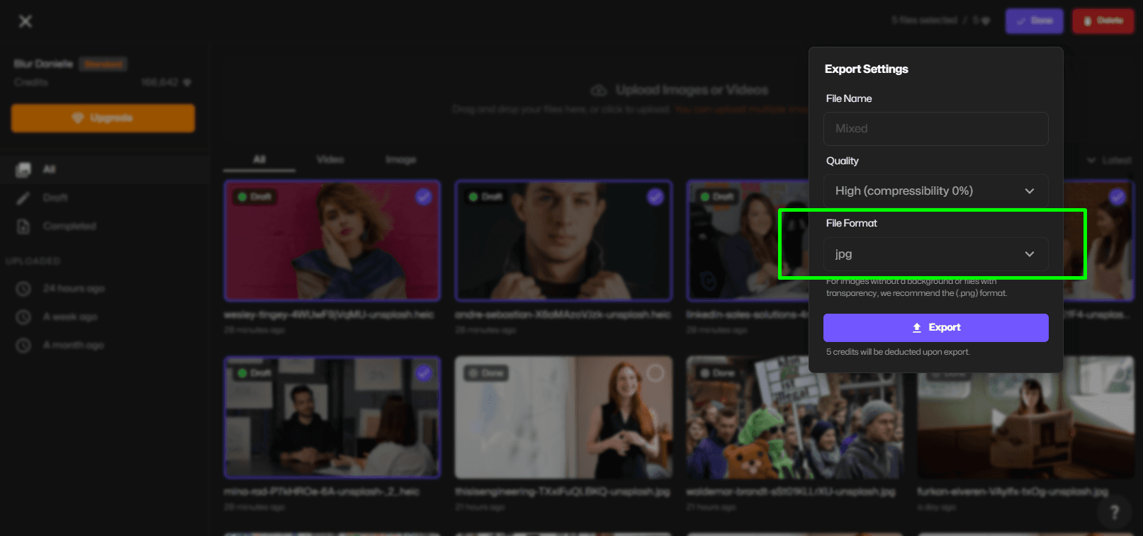 Konvertierung von webp-Bildern in jpg Bildschirm.