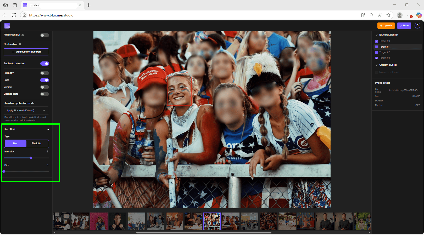 Adjusting picture blur