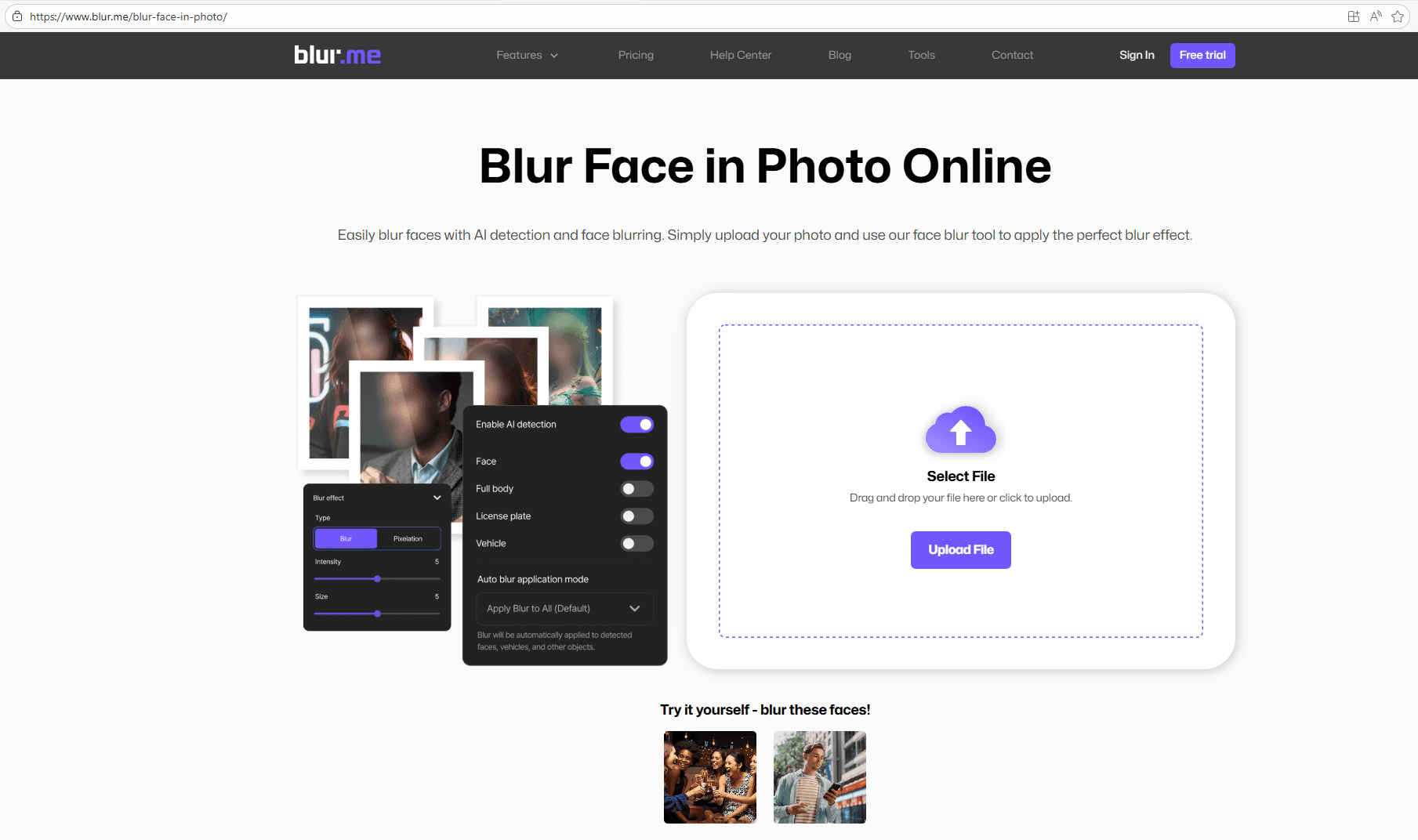 Blur face in photo Startbildschirm.