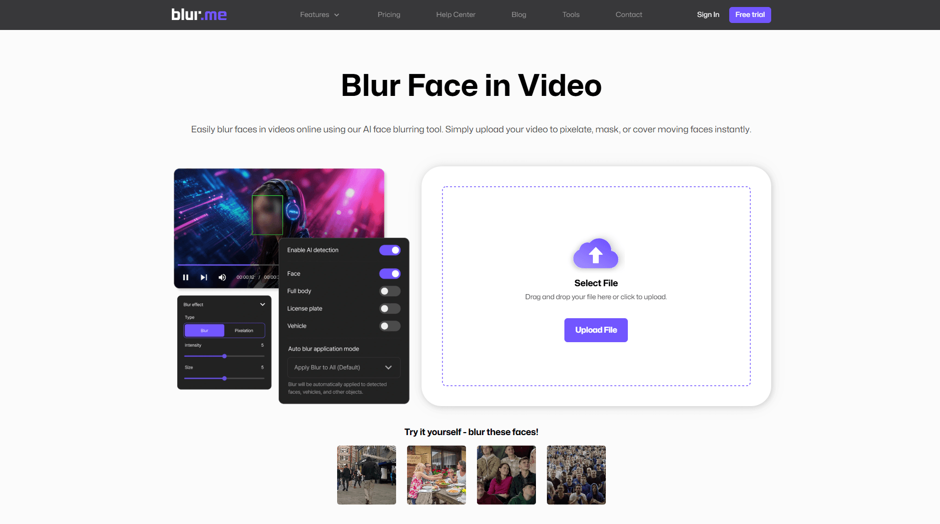 Face redaction toolpage.