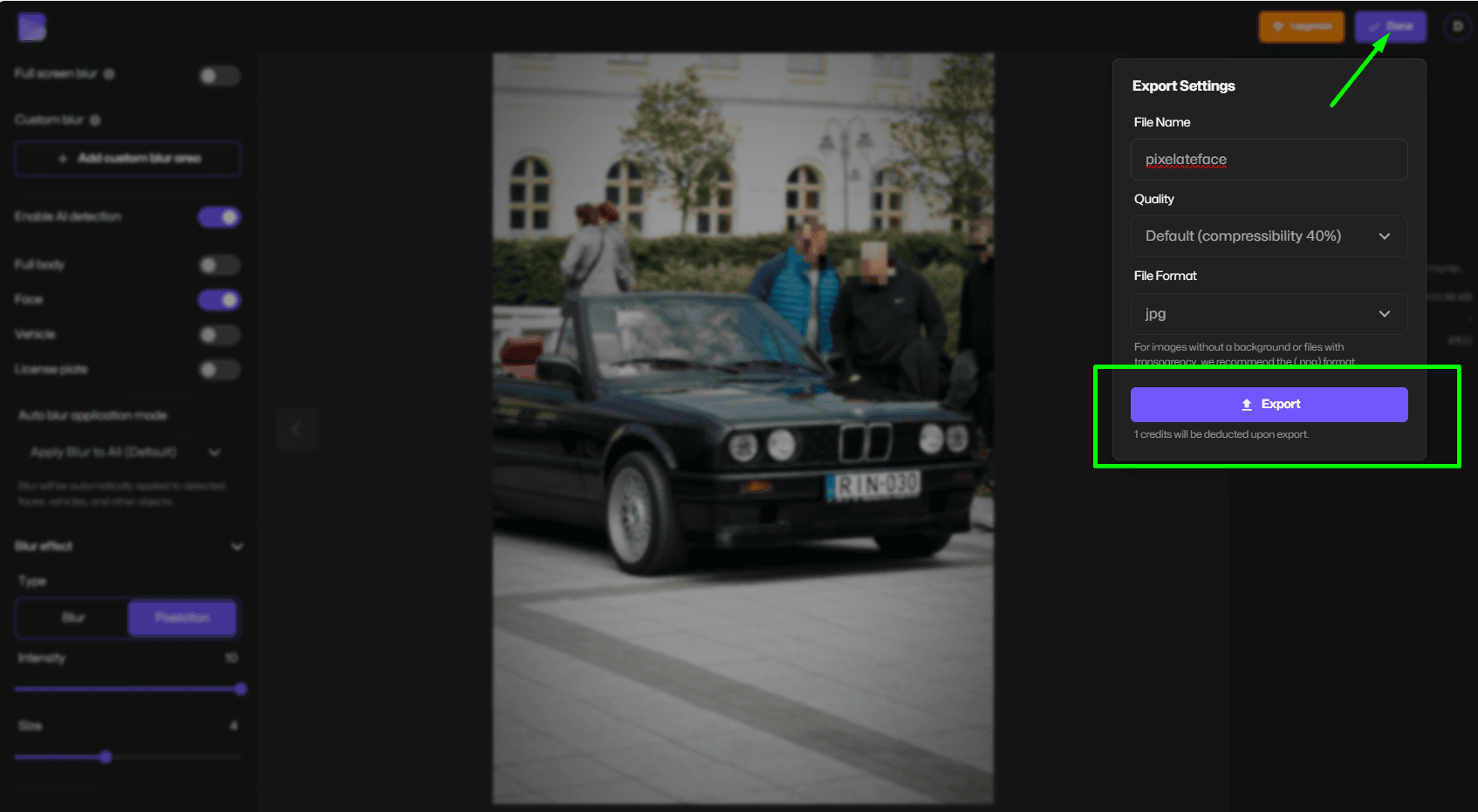 Downloading pixelated image in Pixelate Image tool.