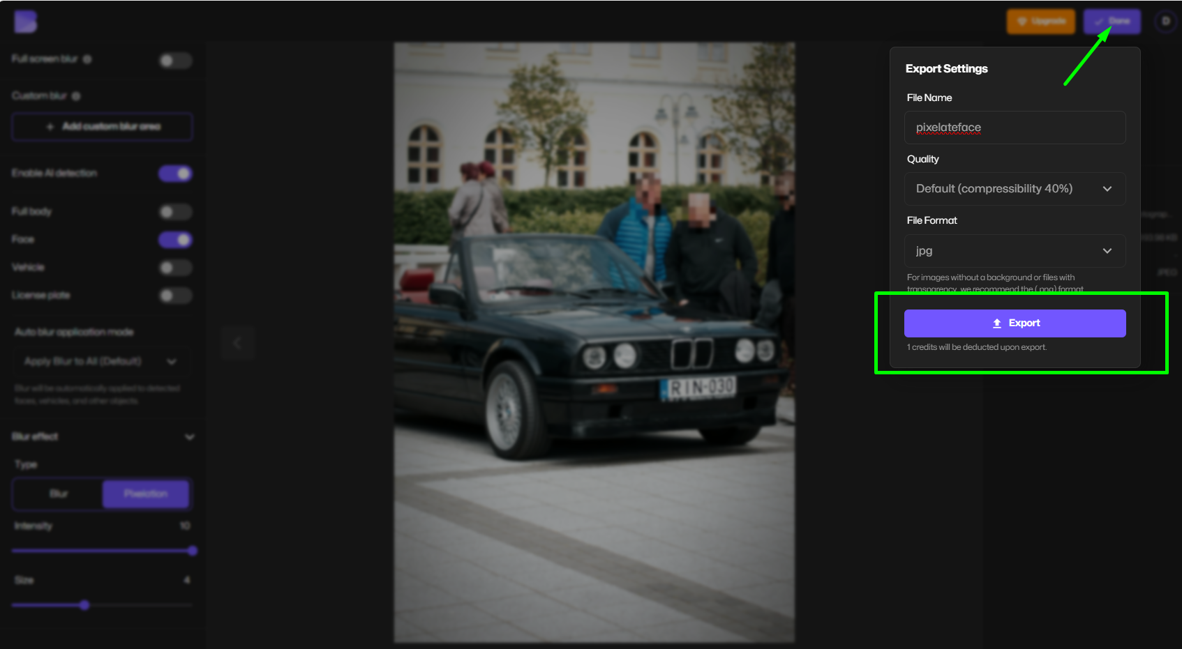 Téléchargement d'une image pixellisée dans l'outil Pixelate Image.