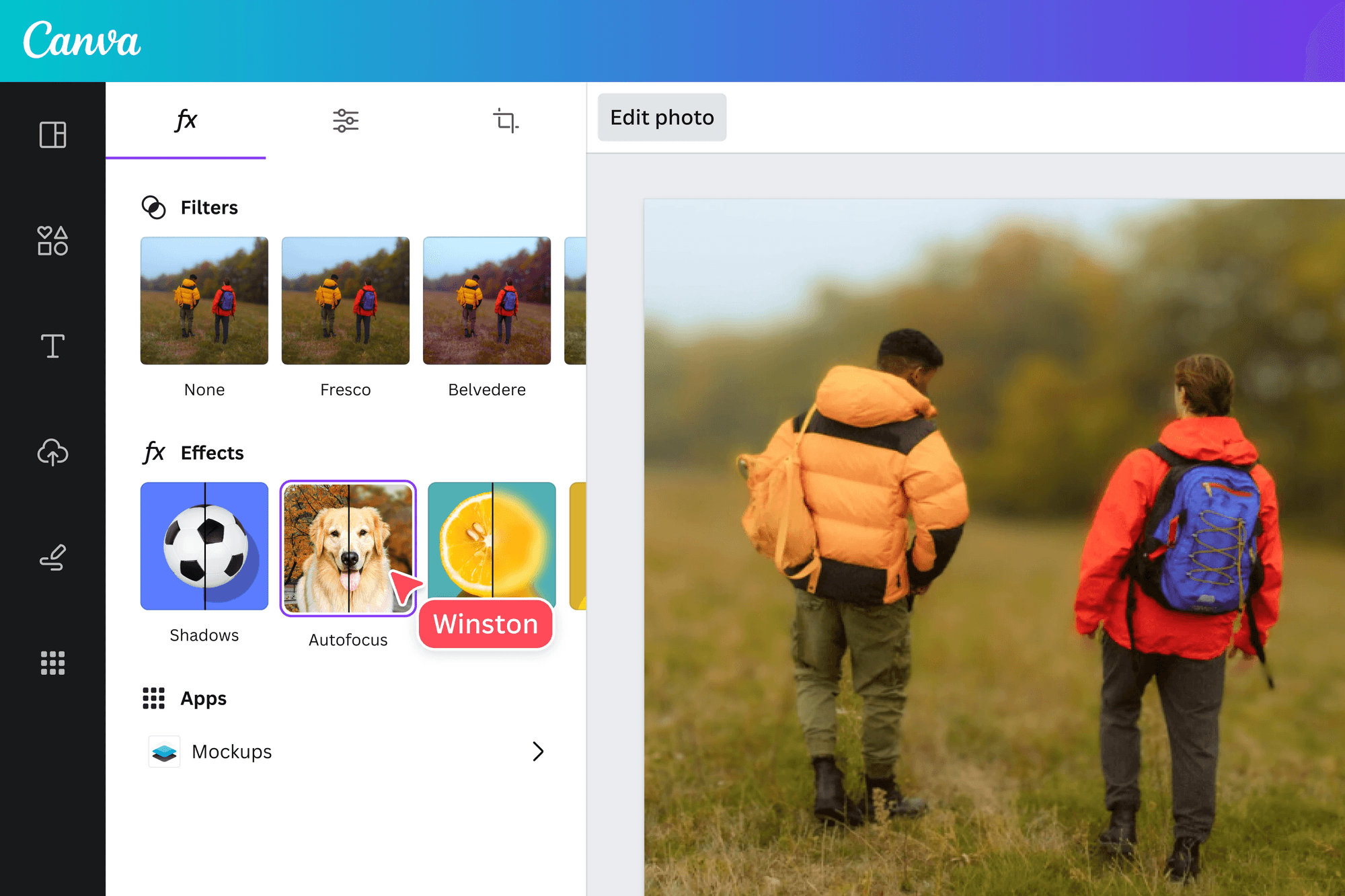 Canva blur image page.