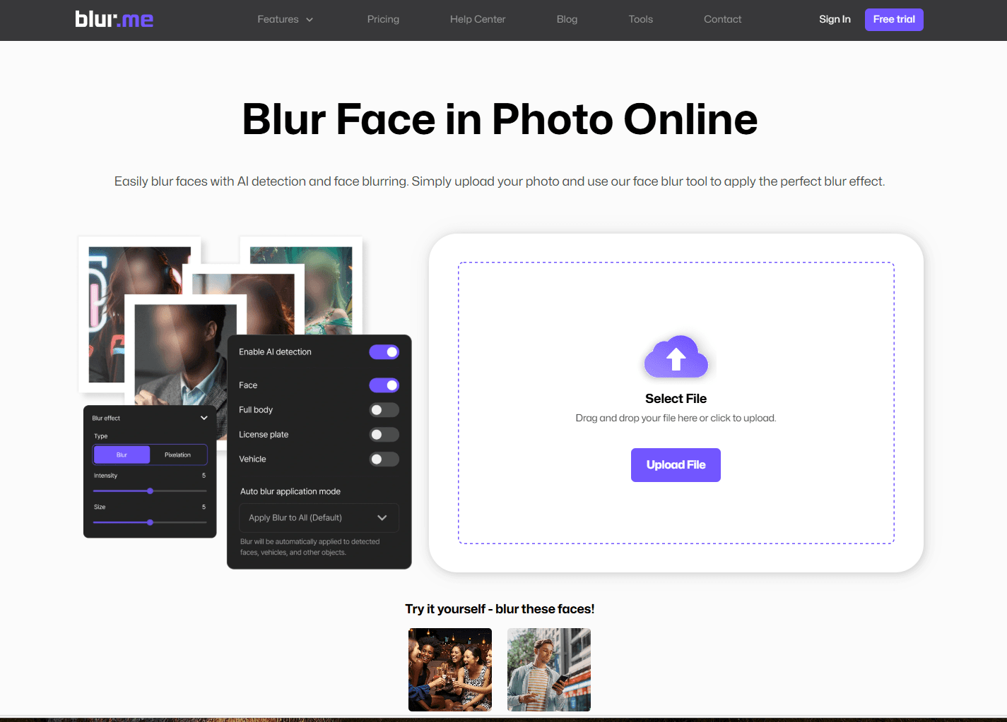 Blur face in photo homepage.
