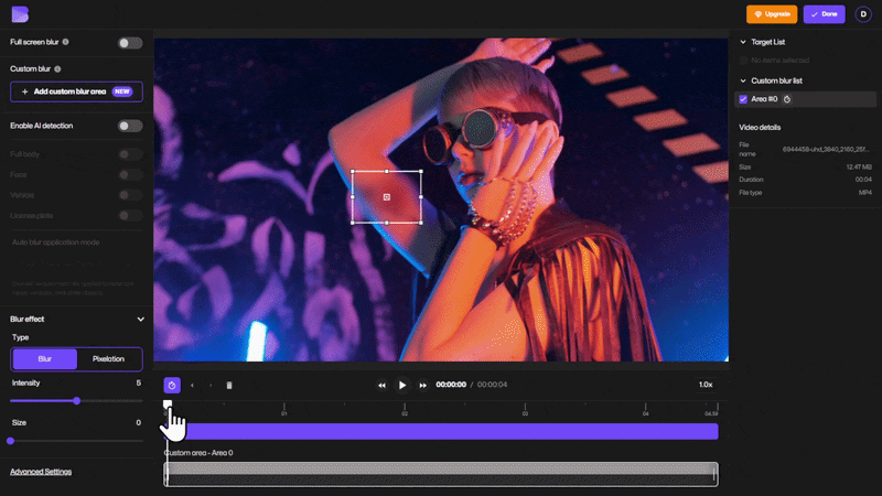 blur tracking a moving tattoo across frames