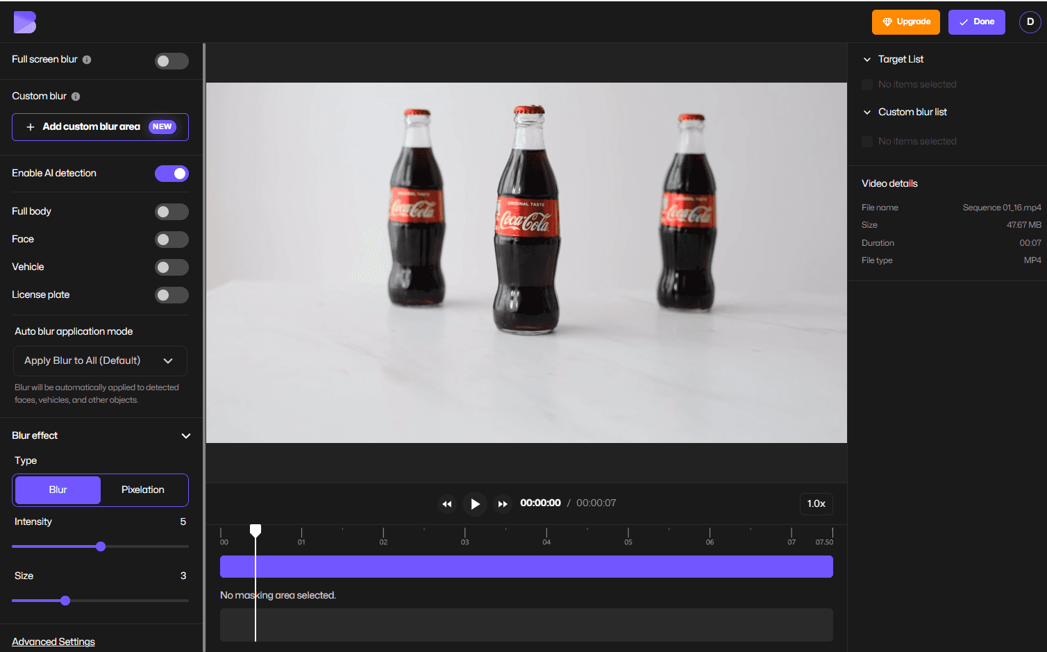Blur video screen to blur logos in video online