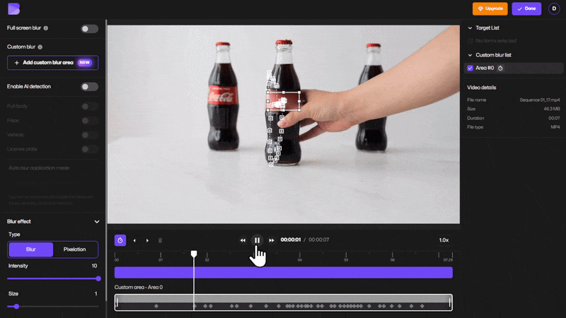 Preview of video with blurred logo.