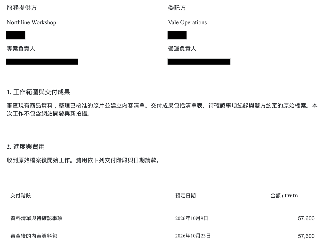 分享合約 — 遮蔽後